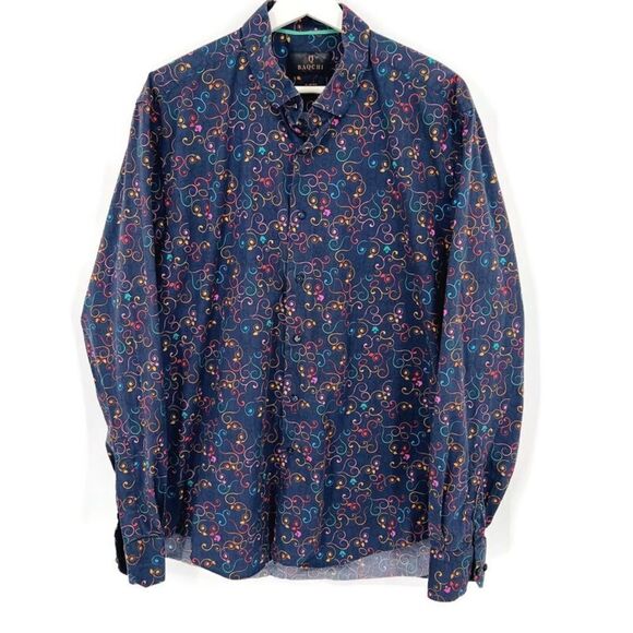 Q Baqchi Men's Abstract Art Button Up Dress Shirt‎ XXL 45/46 - Picture 1 of 6